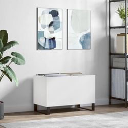 Stereobänk för vinylskivor - Skivskåp i konstruerat trä | Färg: Vit | Storlek: 74,5x38x48 cm