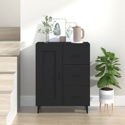 Elegant svart byrå i konstruerat trä - Förvaringslösning | Storlek: 69,5x34x90 cm | Färg: Svart