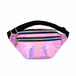 Blank metallisk midjepose magepose tverrkropps bum veske - rosa