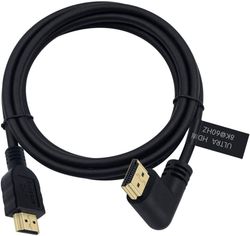 NÖRDIC 2m vinklet HDMI 2.1 UHD 8K 60Hz 4K 120Hz 48Gbps Dynamic HDR eARC Game Mode VRR Dolby ATMOS gullbelagt