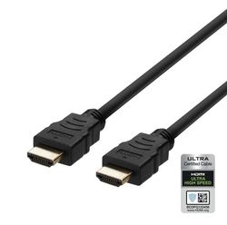 DELTACO Ultra High Speed HDMI-kabel, 5 m, eARC, QMS, 8K ved 60 Hz, 4K ved 120 Hz, svart