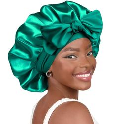 Satin Sleeping Beanie Bow - Beskyt dit hår med elegance om natten - Flere farver - GRØN