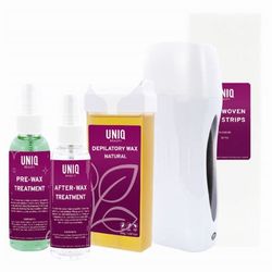 UNIQ Roll-On Vokskit – Profesjonell Hårfjerning Hjemme med Naturlig Voks og For- & Etterbehandling"