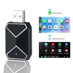 Ny 2025 2-i-1 CarPlay & Android Auto Adapter – Från kabel till trådlös, Dual Port (USB & Type-C), Bluetooth 5.2 + WiFi 5GHz, Stabil anslutning utan fö