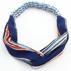 Snurrat Hårband - AVIZAR - Vintage Blå - Tyget Voile - Ränder - Bekväm