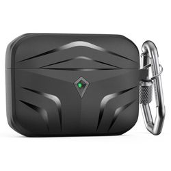 SKALO AirPods Pro 2 Shockproof Armor TPU Fodral med Karbinhake - Svart