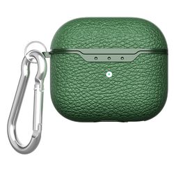 SKALO AirPods 4 Litchi Cover m. karabinhage - Grøn