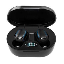 TWS helt trådløse in-ear hovedtelefoner opladningssag med display sort