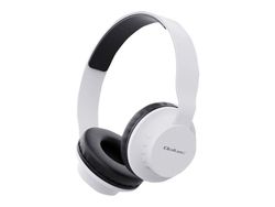 Qoltec Loud Wave - Hodetelefoner med mikrofon - full størrelse - Bluetooth - trådløs, kablet - 3,5 mm jakk - hvit