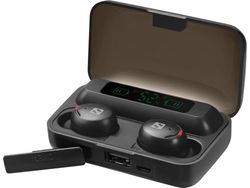 Sandberg Bluetooth Earbuds + Powerbank - äkta trådlösa hörlurar med mikrofon. - ear tip / in-ear - Bluetooth® 5.1 - upp till 6 timmars batteritid (vi