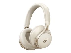 Soundcore Space One - Hodetelefoner med mikrofon - full størrelse - Bluetooth - trådløs, kablet - aktiv støydemping - 3,5 mm jakk - café latte
