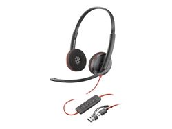 Poly Blackwire 3220 - Blackwire 3200 Series - headset - på örat - kabelansluten - USB-C - svart - Skype-certifierat, Cisco Jabber-certifierad, Avaya