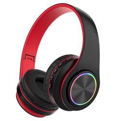 Hifi Trådløs On-Ear Headset Bluetooth Hodetelefoner - Svart+Rød