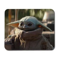 Musemåtte: Baby Yoda, skridsikker gummibund, unikt motiv