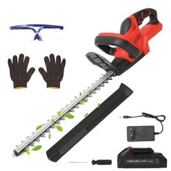 Elektrisk häcksax, 21 V sladdlös, 22-tums dubbelverkande blad, 3,0 Ah batteri och laddare, 1 batteri