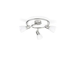 Philips Essentials Burlap-spotlys til tak/vegg, 3 stk., Spotlight på skinne, E14, 3 ampuller, LED, 220-240 V, Kromfarget