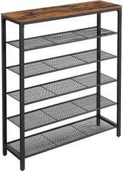 Skoställ med 5 Hyllor - Skohylla industriell Design 100 x 30 x 110 cm vintage brun-svart