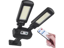 Vegglampe Maclean MCE447 Dobbel Solar Vegglampe med bevegelses- og skumringssensor IP54 5W 2x 450 Lumen 6500K Doble lyskilder Fjernkontroll Utendørs