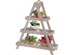Vilde Blomsterstativ i tre, stativ, hylle, 3-nivå stige, trinnvis, for blomster, urter, planter, blomsterpotter