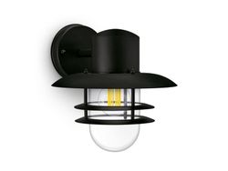 Philips Inyma-vegglampe, 25 W, E27, ingen pære, Vegglys, Sort, Aluminium, IP44, Fasade, Hage, Terrasse, I