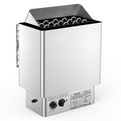 9KW Bastuvärmare 380V-415V Våt&Torr Elektrisk med inbyggd kontrollenhet i rostfritt stål.