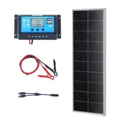 100W monokristallina solpanelsats 12V solpanel med laddningskontroll