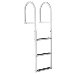 Dockleder med 3 aftagelige trin, 227 kg belastning. Aluminium-bådstige med 8 cm bredt trin og skridsikker gummimåtte til brug ved både og svømmebade.
