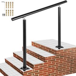 Ledstång utomhustrappa, 4 fot, 34 tum svart, justerbart 0-60 grader, aluminiumtrappräcke för trädgård.