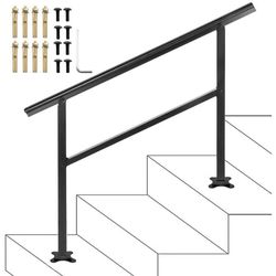 Ledstång Utomhustrappa 48x35,5 tum Justerbart trappräcke 0-45° Aluminium Svart för tvärstångstrappor.