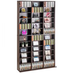 Medieopbevaringsskab 12 Lag Justerbare DVD-hylder 1080 CD'er, Espresso, Pladsbesparende Design, Holdbar Kvalitet