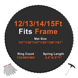 Ersättningsstudsmatta 14 fot, 96 V-ringar, högkvalitativ design, säker hopplek, perfekt passform, hållbar och säker studsmatta