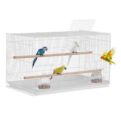 Fågelbur för Parakiter, Metallbur 18, Vit Cockatiel Bur, Optimal Luftflöde, Praktisk och Sturdy Design