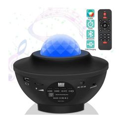 Stjerneprojektor med Bluetooth-højttaler, LED-stjerneskærm, sort