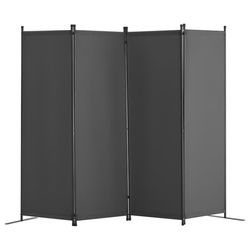 Rumsskiljare 4-Panel, Vikbar Integritetsskärm, Tyg Skiljevägg, Kontorsgrå Färg