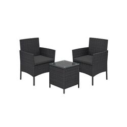 Trädgårdsmöbelset av PE-polyrattan svart-grå