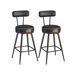 Barstol set om 2, EKHO Collection, 54x54 cm, svart läderimitation