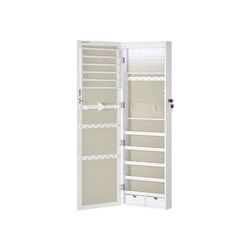 Korukotelo, lukittava seinälle asennettava säilytyspaikka peilillä, valkoinen/beige