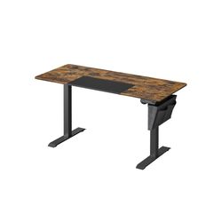 SONGMICS Skrivbord 140x60 cm – Steglöst justerbart, 4 minneslägen, vintage stil, skarvad skiva, lastskydd