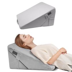 Ortopedisk Sängkudde Justerbar, Ryggstöd och Nacksupport, Tvättbar Kuddöverdrag, Perfekt för Liggande Benlyft och Nackavlastning