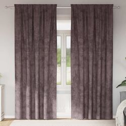 Luksuriøse fløjl gardiner - Mørklægende sæt 2 stk | Farve: Brun | Størrelse: 260 x 140 cm