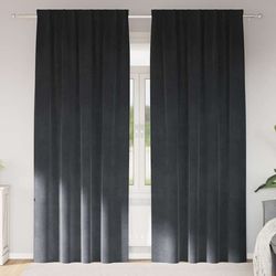 Mörkläggande Gardiner 2 st Ljusgrå Sammet med Top Tape | Storlek: 140x260 cm | Färg: Ljusgrå