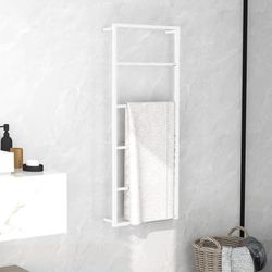 Handdukshängare i stål - Praktisk och dekorativ för badrum | Färg: Vit | Storlek: 45x10x115 cm
