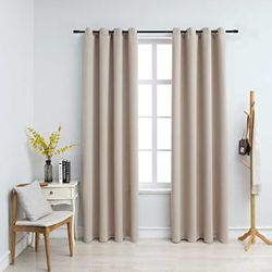 Mörkläggningsgardiner med metallringar - 2 st Beige | Storlek: 140x225 cm