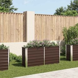 Hævet plantekasse i galvaniseret stål - 160x40x77 cm | Farve: Brun
