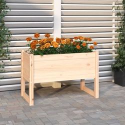 Odlingslåda i massiv furu - Stabil planteringslåda för trädgård | Storlek: 78x40x52 cm | Färg: Natur