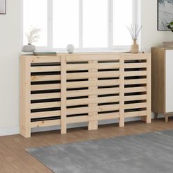 Elementskydd i massiv furu - Hyllplan med modern lamelldesign | Storlek: 210x21x85 cm