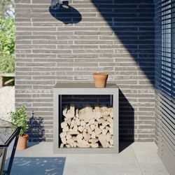Vedställ i rostfritt stål - Hållbar vedförvaring | Storlek: 60x40x60 cm | Färg: Rostfritt stål