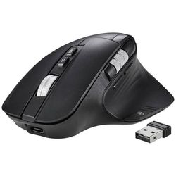 Renkforce RF-OBTM-500 Ergonomisk mus Sladdlös Optisk Svart 8 Knappar 3200 dpi Ergonomisk, Multipair-funktion
