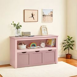 VASAGLE barnhylla med hjul 30 x 102 x 60 cm pastellrosa