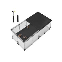 SONGMICS bur för små djur av plastplattor 144 x 74 x 57 cm molnvit
